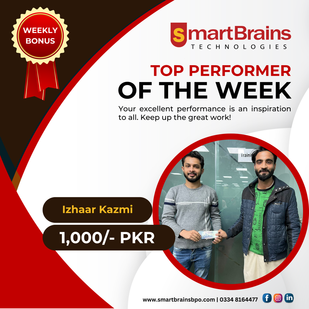 izhaar kazmi-top performer of the week-smart brains technologies